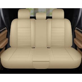 AOOG Leather Car Seat Covers, Leatherette Automotive Seat Covers for Cars SUV Pick-up Truck, Non-Slip Vehicle Car Seat Covers Universal Fit Set for Auto Interior Accessories, Full Set, Black.