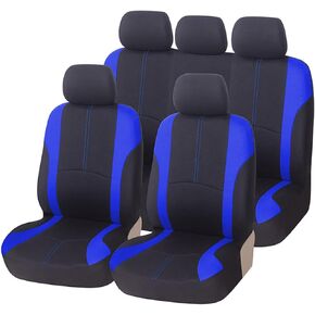 9 Piece Car Seat Covers Full Set, Front and Rear Split Bench Auto Seat Protectors, Universal Two-Tone Washable Automotive Seat Covers (Gray)