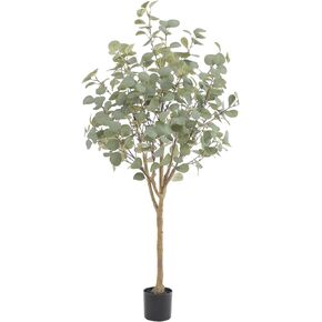 Tall Eucalyptus Tree Artificial，4ft(48in) Faux Eucalyptus Tree with Realistic Silk Leaves， Fake Trees Indoor Outdoor for Home Office Living Room Bedroom Foyer Porch Decor.