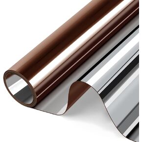 Window Film Mirror One Way Daytime Privacy Static Cling Heat UV Reflective Window Tint Foil for Home and Office, Blue-Silver, 24 Inch x 13 Feet