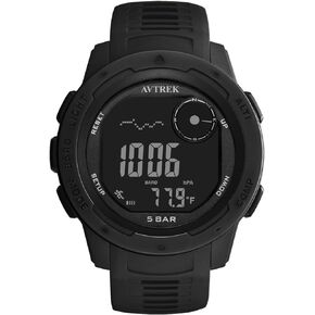 Digital Sports Teenager Pedometer Watch with Altimeter and Barometer, Ourdoor Watch, Military Army Hlking Waterproof Sport Watch (Black)