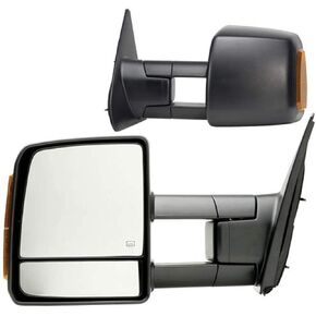 Fit System 70103-04T Towing Mirror Pair for Toyota Tundra Pick-Up, Sequoia, w/Turn Signal & Running Lights, extendable, Dual Mirror, Textured Black, Foldaway
