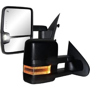 AERDM New Pair Towing Mirrors Black Compatible with 2014 2015 2016 2017 2018 Chevy Silverado GMC Sierra 1500 2500 HD 3500 HD with Power Glass Heated Turn Signals Running Lamp Side Set Left+Right