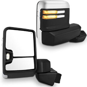 SCITOO Tow Mirrors Compatible with for 2019-2022 For Chevy For Silverado 1500 Pickup Truck Mirrors Power Heated Turn Signal Width Puddle Running Back-up Light Temp Sensor Chrome Towing Mirrors LH RH