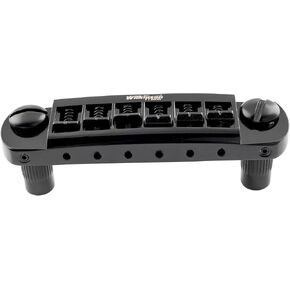Wilkinson M Series 52.5mm (2-1/16 inch) String Spacing Adjustable Pigtail Style Wraparound Bridge for Les Paul SG Junior Special Style Electric Guitar, Black