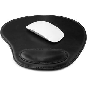Londo PU Leather Oval Shape Non-Slip Mousepad With Wrist Rest Support, Waterproof Surface, Comfort Memory Foam, Light Ergonomic Design Mouse Pad for Laptop, Desktop