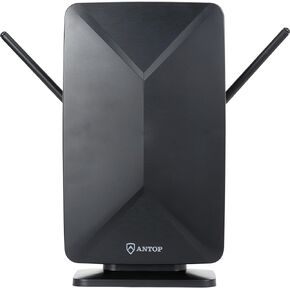 HD Digital Antenna-ANTOP Smartpass Amplified Antenna with Built-in 5G LTE Filter for High Gain and Extendable VHF/UHF Reception,AT-406BV (Black)
