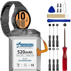 for Samsung Galaxy Watch Gear S4 Battery Upgraded [520mAh] EB-BR800ABU Battery for Galaxy SM-R800 46mm/SM-R805/SM-R805U Replacement with Repair Tool Kit+Screws