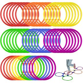 48 Pieces Agility Rings 15 Inch Speed Training Rings Plastic Speed Rings Exercise Hopscotch Rings Circle Jumping Hoops for Soccer Football Gymnastics Games Practice Training