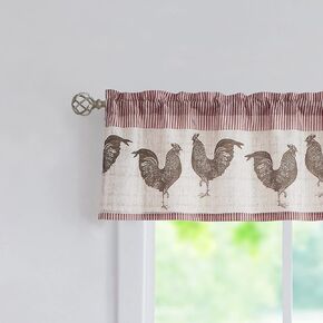 SXZJTEX Rooster Kitchen Linen Window Curtain Valance Chicken Boho Rustic Rod Pocket for Living Room & Cafe, Kitchen, Patio, Villa,Laudry Room 54 Inch Wide x 15 Inch Long, Gray