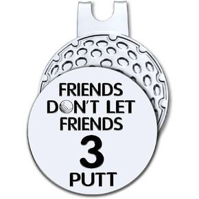 Friends Don't Let Friends 3 Putt Golf Ball Marker with Magnetic Hat Clip, Funny Golf Accessories and Golf Gifts for Women Men Dad Grandpa, for Golfer Golf Lovers
