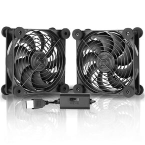 Quiet Dual 120mm 5V USB Computer PC Fan with Speed Controller,for Router Desktop Laptop Receiver DVR Playstation Xbox Cooling