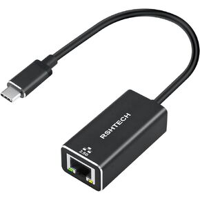RSHTECH USB C إلى 2.5G محول إيثرنت الألومنيوم Thunderbolt 3 نوع C 2.5 جيجابت محول الشبكة، محول USB RJ45 LAN محمول لأجهزة MacBook Pro وMacBook Air وiPad Pro وiPad والمزيد (RSH-WK-C25)