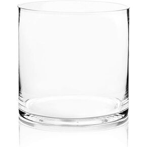 WGV Cylinder Vase, Width 7", Height 7", Clear Wide Large Diameter Flower Glassware, Floral Container, Planter Terrarium for Wedding Party Event, Home Accent Decor, 1 Piece