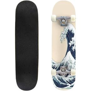 الكلاسيكية مقعرة لوح التزلج موجة ناقلات التوضيح اليابانية عزر اليابان الخلفية مرسومة باليد Longboard القيقب سطح السفينة المتطرفة الرياضة وفي الهواء الطلق ركلة مزدوجة خدعة للمبتدئين والمهنيين in Kuwait