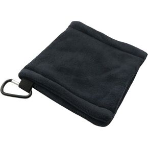 Golf Ball Cleaning Towel Pocket Golf Towel with Clip Sweat-Absorbent Wiping Cloth Cleaning Tool Golf Accessories, Black