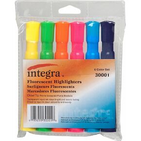 Integra Desk Highlighter, Chisel Tip, 6/Set, Assorted (ITA30001)