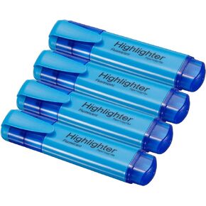 PATIKIL Highlighter Pen, 4 Pack Water Based Broad Tip Writing Marker Pens for Office Home Daily Use, Blue