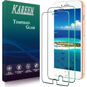 KAREEN [2-Pack] Screen Protector for iPhone 8 Plus, 7 Plus, 6S Plus, 6 Plus Tempered Glass 5.5 Inch, Anti Scratch, 9H Hardness, Case Friendly, Bubble Free