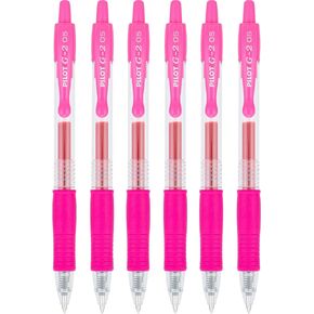 PILOT G2 Premium Refillable & Retractable Rolling Ball Gel Pens, 0.5mm Fine Point, Pink Ink, 6-Pack