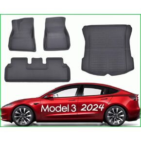 Floor Mats for 2024 All New Tesla Model 3 Highland Custom Fit Carpet Guard XPE 3-Layer Cargo Liners Waterproof Cover Trunk Mats Full Set