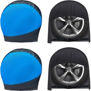 Waterproof RV Tire Covers Set of 4, Anti-UV, Snow Sun Rain Protective Wheel Covers for SUV,Trailer,Camper,Truck,Jeep (BlackBlue, Fit 24-26 Inch Tire Diameters) in Saudi Arabia