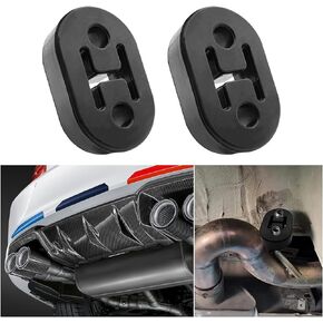 2 PCS Car Rubber Exhaust Hanger, 2 Holes 12mm (0.47") Hole Size, Adjustable Exhaust Insulator High-Density Muffler Hanger, Universal Replacement Accessories for Most Cars