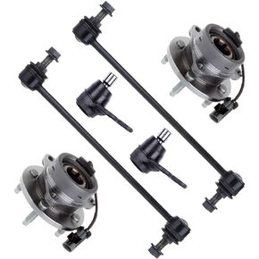 SCITOO 6pcs Front Wheel Hub Assembly Suspension Kit - Fit for Chevrolet Cobalt 4 Lug for Pontiac G5 4 Lug for Saturn Ion 4 Lug Front Sway Bar End Link Lower Ball Joint Wheel Hub Bearing - 513204