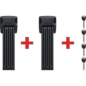 ABUS Bordo 6000K Folding Lock with SH Lock Holder - Set of 2 - Bike Locks with XPlus Cylinder for high Tamper Protection - ABUS Security Level 10 - Length 90 cm, Black