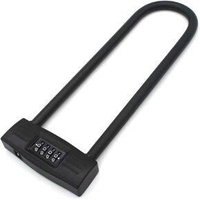 mioni 4 Digit U-Lock Motorcycle Lock/Bike Lock-resettable Combination U-Lock/D Bicycle Lock/Door Lock-, fix The Bicycle Without Carrying The Key. (Black)