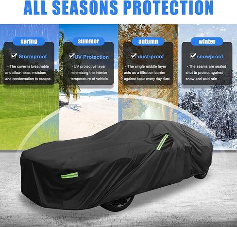 غطاء سيارة X AUTOHAUX for Ford for Mustang GT/Bullitt/ECOBOOST لسيارة Ford for Mustang GT/Bullitt/ECOBOOST 1994-2021 حماية من جميع الأحوال الجوية مع سحاب أسود in Saudi Arabia