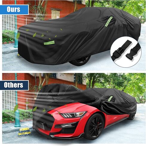 غطاء سيارة X AUTOHAUX for Ford for Mustang GT/Bullitt/ECOBOOST لسيارة Ford for Mustang GT/Bullitt/ECOBOOST 1994-2021 حماية من جميع الأحوال الجوية مع سحاب أسود in Saudi Arabia