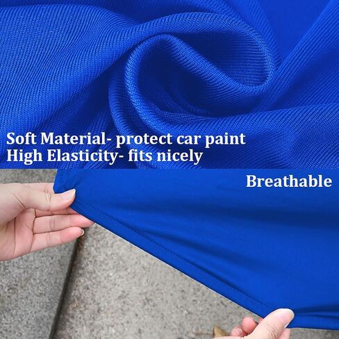 غطاء سيارة داخلي من WinPower، حماية مخملية قابلة للتمدد ومضادة للغبار مقاس 193-206 بوصة غطاء سيارة كامل لعرض السيارات تحت الأرض، أزرق in Kuwait