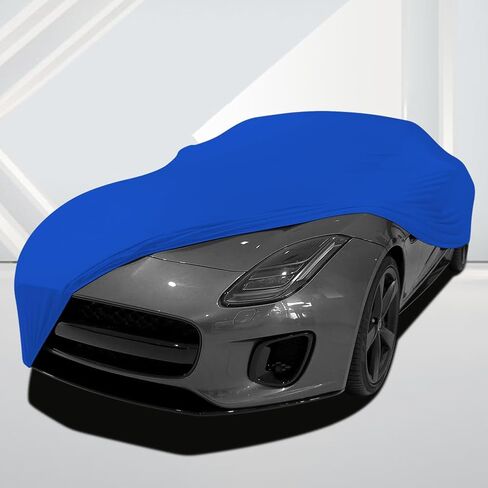 غطاء سيارة داخلي من WinPower، حماية مخملية قابلة للتمدد ومضادة للغبار مقاس 193-206 بوصة غطاء سيارة كامل لعرض السيارات تحت الأرض، أزرق in Kuwait
