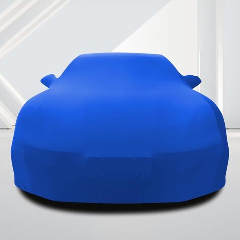 غطاء سيارة داخلي من WinPower، حماية مخملية قابلة للتمدد ومضادة للغبار مقاس 193-206 بوصة غطاء سيارة كامل لعرض السيارات تحت الأرض، أزرق in Kuwait