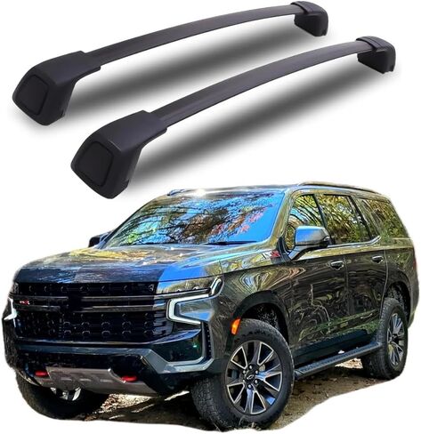 Roof Racks Aluminum Alloy ONLY Rail Cross Bars Rail Fit for Chevy Tahoe, Chevy Suburban, GMC Yukon Yukon XL, Cadillac Escalade ESV 2021 2022 2023 2024 Rack Crossbar Black (FBA) in Kuwait