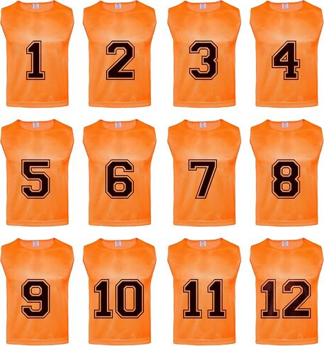 Athllete 12 pcs Duramesh Pinnies/Scrimmage Vest - Kids Youth and Adult Pinnies, Numbered Penny Jerseys for Soccer in Saudi Arabia