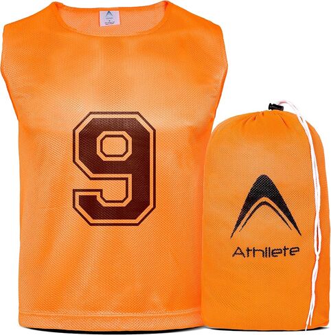 Athllete 12 pcs Duramesh Pinnies/Scrimmage Vest - Kids Youth and Adult Pinnies, Numbered Penny Jerseys for Soccer in Saudi Arabia
