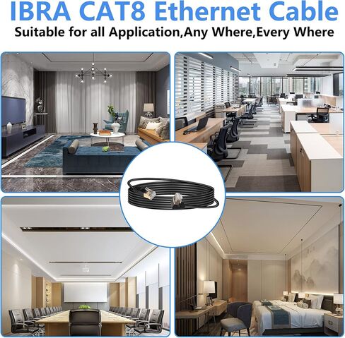 كابل إيثرنت SinLoon 10FT 90 درجة بزاوية أسفل Cat8، سلك شبكة عالي السرعة 40 جيجابت في الثانية 2000 ميجاهرتز، مع قابس مطلي بالذهب أسلاك SFTP CAT8 RJ45 موصل كابل LAN للألعاب، للكمبيوتر الشخصي، جهاز التوجيه (أسفل 10أقدام) in Saudi Arabia