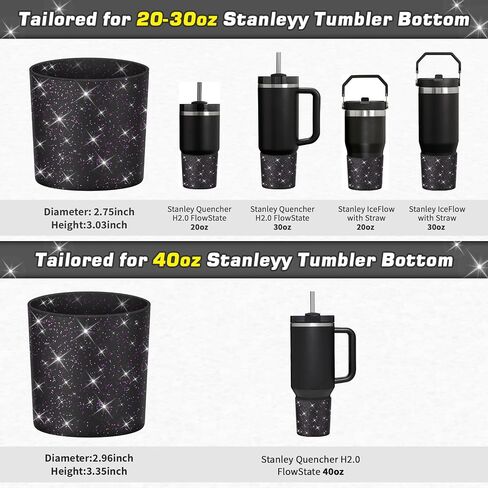 WUQID Glitter Higher Silicone Boot Compatible with Stanley Quencher H2.0 40oz 30oz 20oz & IceFlow Flip 30oz 20oz, Tumbler Cups Anti-Slip Bottom Sleeve Cover in Saudi Arabia