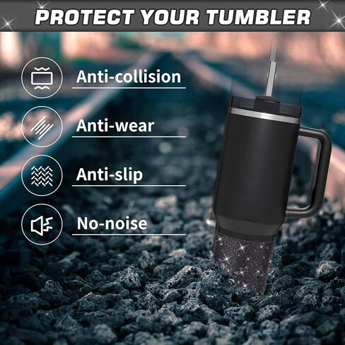 WUQID Glitter Higher Silicone Boot Compatible with Stanley Quencher H2.0 40oz 30oz 20oz & IceFlow Flip 30oz 20oz, Tumbler Cups Anti-Slip Bottom Sleeve Cover in Saudi Arabia