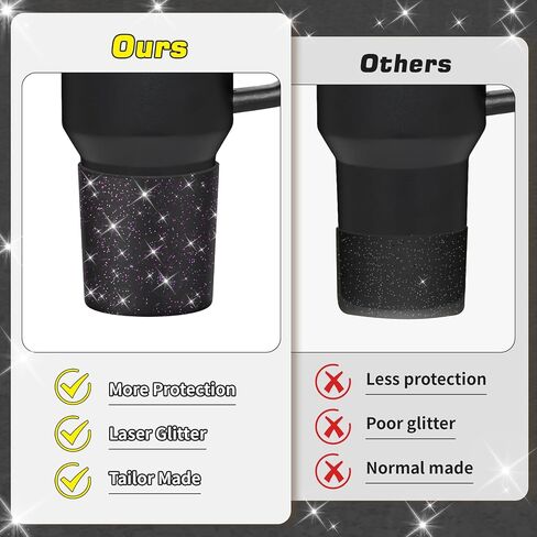 WUQID Glitter Higher Silicone Boot Compatible with Stanley Quencher H2.0 40oz 30oz 20oz & IceFlow Flip 30oz 20oz, Tumbler Cups Anti-Slip Bottom Sleeve Cover in Saudi Arabia
