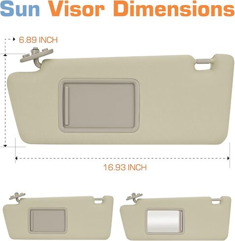 Left Driver & Right Passenger Side Sun Visor Without Light for Tacoma 2005 2006 2007 2008 2009 2010 2011 2012, Replace # 74320-35C10-B0, 74320-04181-B1, 74320-35B50-B0,Beige in Saudi Arabia