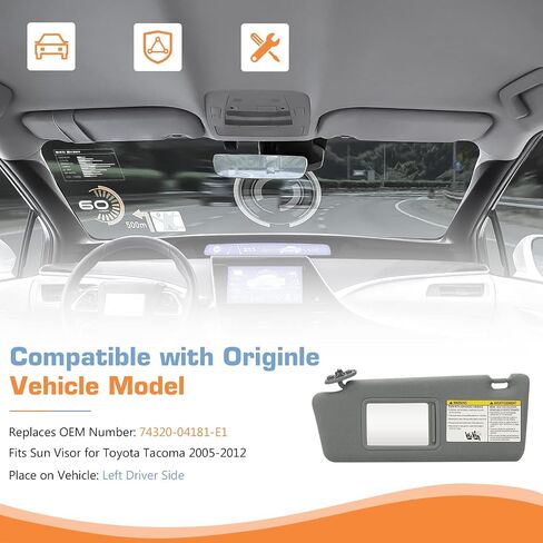 Left Driver & Right Passenger Side Sun Visor Without Light for Tacoma 2005 2006 2007 2008 2009 2010 2011 2012, Replace # 74320-35C10-B0, 74320-04181-B1, 74320-35B50-B0,Beige in Saudi Arabia