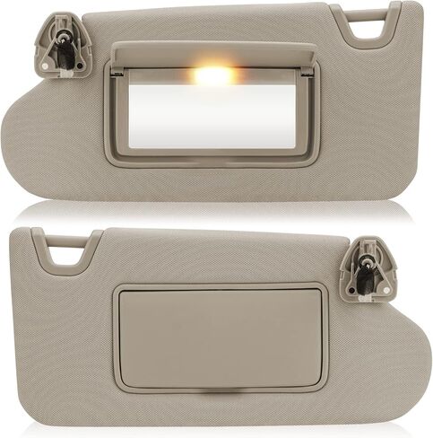 Beige Left Driver & Right Passenger Side Sun Visor with Light,Without Sunroof for Altima 2013 2014 2015 2016 2017 2018 Visor Assembly, Replacement # 96400-3TA2A, 96401-3TA2A in Saudi Arabia