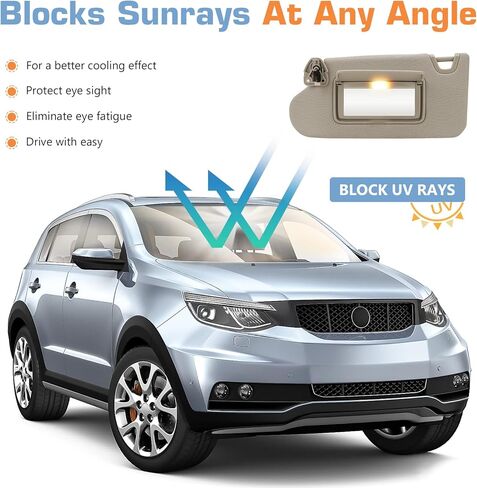 Beige Left Driver & Right Passenger Side Sun Visor with Light,Without Sunroof for Altima 2013 2014 2015 2016 2017 2018 Visor Assembly, Replacement # 96400-3TA2A, 96401-3TA2A in Saudi Arabia