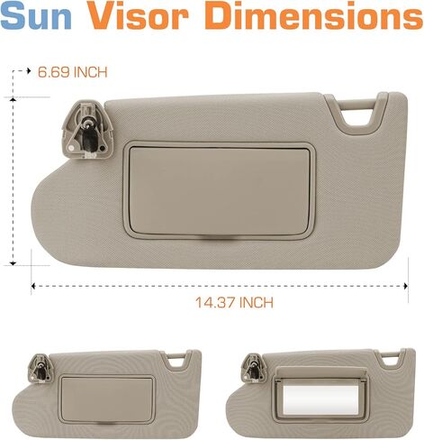 Beige Left Driver & Right Passenger Side Sun Visor with Light,Without Sunroof for Altima 2013 2014 2015 2016 2017 2018 Visor Assembly, Replacement # 96400-3TA2A, 96401-3TA2A in Saudi Arabia