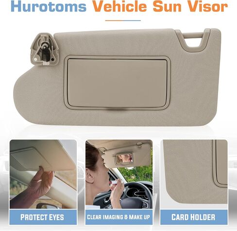 Beige Left Driver & Right Passenger Side Sun Visor with Light,Without Sunroof for Altima 2013 2014 2015 2016 2017 2018 Visor Assembly, Replacement # 96400-3TA2A, 96401-3TA2A in Saudi Arabia