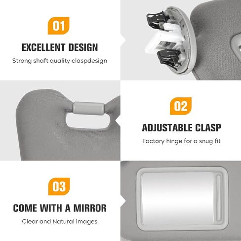 Left Driver Side Sun Visor Gray with Sunroof fit for Toyota Camry 2007 2008 2009 2010 2011, Replaces 74320-06800-B0 in Saudi Arabia