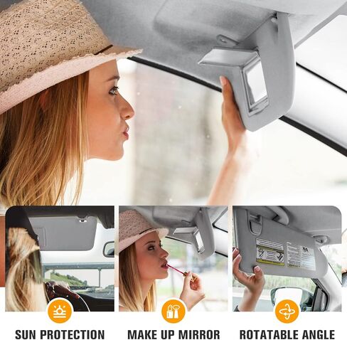 Left Driver Side Sun Visor Gray with Sunroof fit for Toyota Camry 2007 2008 2009 2010 2011, Replaces 74320-06800-B0 in Saudi Arabia